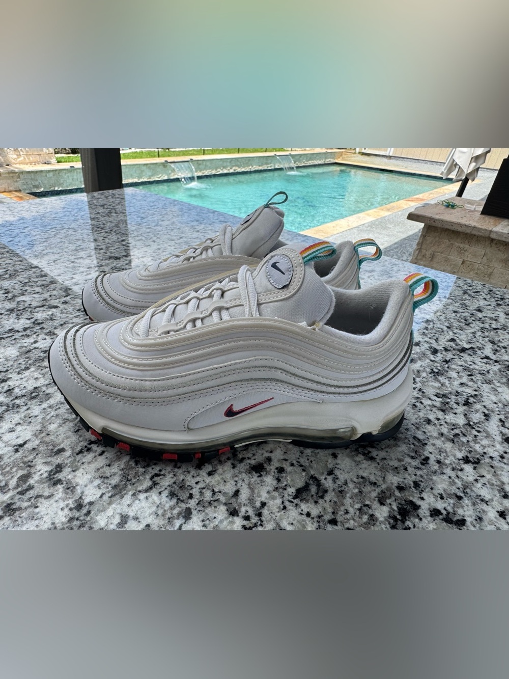 Nike White Air Max 97 with Rainbow Heel Tabs